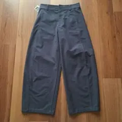 新品 ユニクロ ジャージーバレルレッグパンツ M ダークグレー 股下66cm