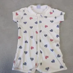 PETIT BATEAU ハート柄 半袖ロンパース 12M
