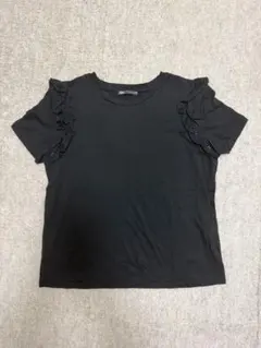 ZARA フリルスリーブ Tシャツ ブラック Mのサムネイル