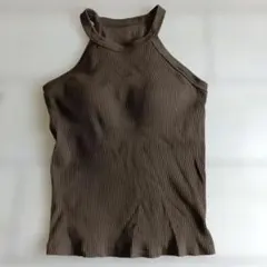 【匿名配送】UNIQLO ホルターネックブラタンクトップ L ダークグリーン