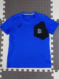 Tシャツ ASICS メッシュブルー　ポケット付き