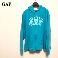 GAP ギャップ ジップパーカー ビッグロゴ スウェット XXL ターコイズ