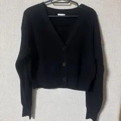 GU ブラック Vネック ニットカーディガン