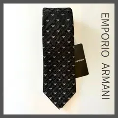【新品】EMPORIO ARMANI ネクタイ ブラック ロゴ柄 アルマーニ