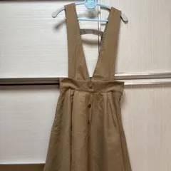 pom ponette ベージュ サスペンダー付きジャンパースカート 150