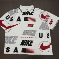 90's sullen nike 総柄　ポロシャツ　ロゴ　USA製　希少　銀タグ