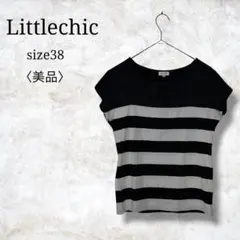 美品✨【リトルシック】レディース半袖シャツ　ボーダー柄　ノースリーブ　38のサムネイル