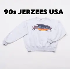 90s JERZEES スウェット USA製 プリント 杢グレー 古着 XL