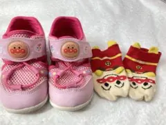 アンパンマン ピンク ベビーシューズ 14.5cm メッシュ 水陸 女の子