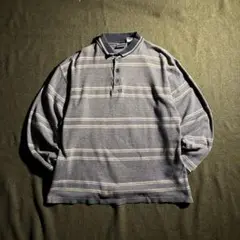 90s インド製　BUGLE BOY マルチボーダーポロシャツ　長袖　L