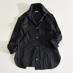 美品 バルバ クチートアマーノ シアーストライプブラウス ウエストシェイプ 紺のサムネイル