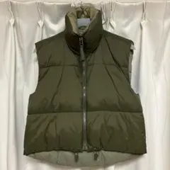 ZARA リバーシブル ダウンベスト ショート丈 カーキ/ライトカーキ M