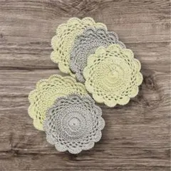 コースター　ハンドメイド　コットンコースター　5枚セット　ベージュ　ナチュラル