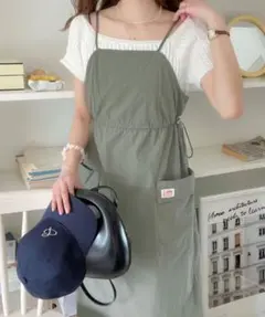 JaVa ミリタリージャンパースカート キャミワンピース カーキ ロング丈