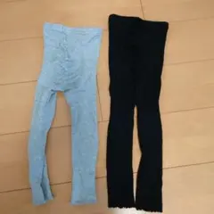 GIRLS リブメロウレギンス（9分丈）120cm グレー・黒 2点セット