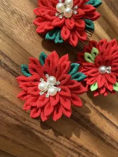 つまみ細工髪飾り　3個