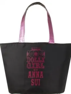 ANNA SUI トートバッグ 黒＆ピンク＆ラメ入り　大容量　自立のサムネイル