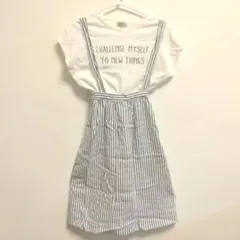 ストライプ柄サロペット 半袖　Tシャツセット