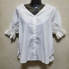 ADAM ET ROPE　ホワイト ２way ドルマン　シャツ　ブラウス 半袖