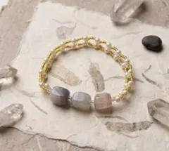 ハンドメイド 天然石・ビーズ 編みデザインブレスレット