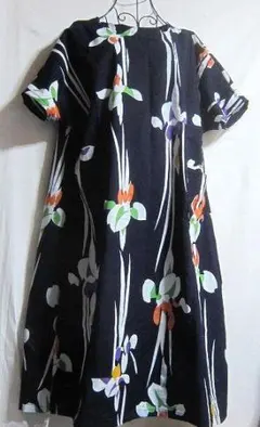 ♦浴衣反物リメイク♦ロングワンピース　ゆったり楽ちんサイズ　ハンドメイド