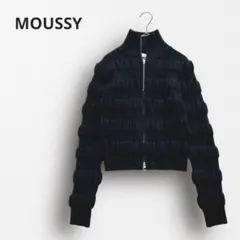 Y6752【マウジー】ニットジャケット ショート丈 ハイネック 長袖 秋冬 黒