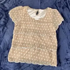 pattern ドット柄スカラップリボンティアードフリルシフォンブラウス M