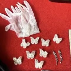 ウェディング グローブ 蝶ヘアピン イヤリング セット