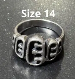STAINLESS デザインチェーンリング 燻加工 メンズアクセサリー【14号 