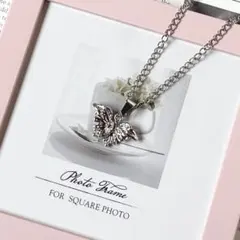 蝶々 ちょうちょ ビジュー ネックレス ピンク