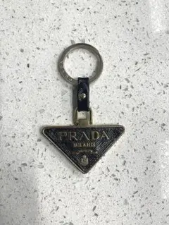 希少】PRADA プラダ ハート型レザーキーホルダー ネイビー