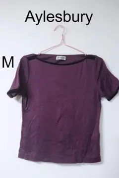 AylesburyボートネックパイピングTシャツパープル良品Mのサムネイル
