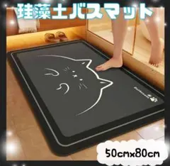珪藻土 バスマット 滑り止め 防音 丸洗い 猫 速乾 大判 ブラックのサムネイル