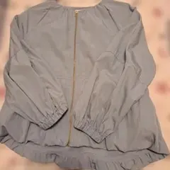 ライトブルー フリル裾 ジャケット