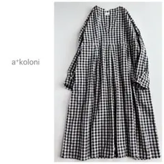 アラクリティコロニー ⿻ オーガニックコットン チェックワンピース タック 春夏のサムネイル