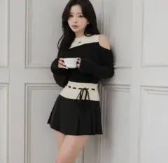 Darich ショルダーオープンニットセットアップ　ブラック