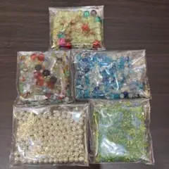 519☆多色ガラスビーズセット 5パック