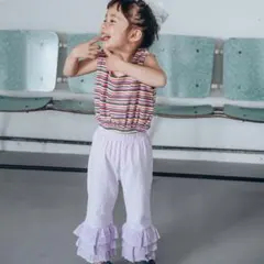 ソフトチーズ 薄紫フリル付きロングパンツ 100cm