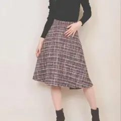 31 Sons de mode アシンメトリーツイードフレアスカート　ピンク