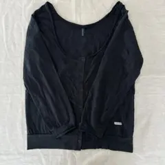 AS KNOW AS DE BASE ブラック長袖カーディガン