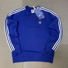★新品★アディダスオリジナルス　ロゴ　スリーストライプス　ブルー　白　スウェット
