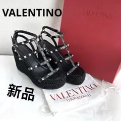 VALENTINO ヴァレンティノ　ウェッジ　ロックスタッズ　サンダル　37 黒のサムネイル