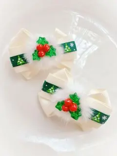 キッズ　ヘアゴム　リボン　リボンゴム　ハンドメイド　クリスマス　Xmas