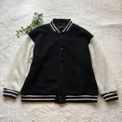 【ZIP FIVE】ボアビッグオーバースタジャン/ ブルゾンジャケット　黒　L