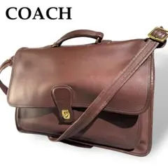美品 OLD COACH ブリーフケース 2way ターンロック レザー 茶