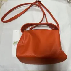 オレンジ色 合成皮革 ショルダーバッグ