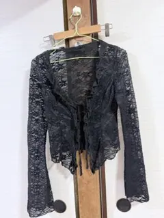 ブラック レース カーディガン 長袖