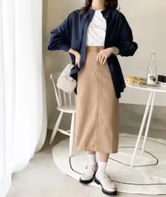 ベージュ タイトスカート ハイウエスト