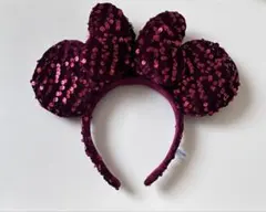 Disney スパンコール　ミニー　カチューシャ　レッド