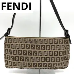 極美品✨フェンディ　ズッキーニ　アクセサリーポーチ ベージュ×ブラウン 美品 FENDI フェンディ ズッキーノ ズッカ FF アクセサリーポーチ